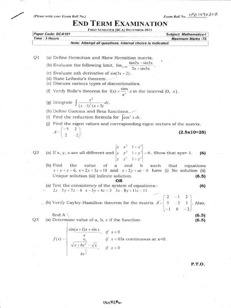 Advanced Mathematics Exam Questions | PDF | Teaching Methods & Materials