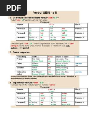 Conjugarea Verbelor Sein A Fi
