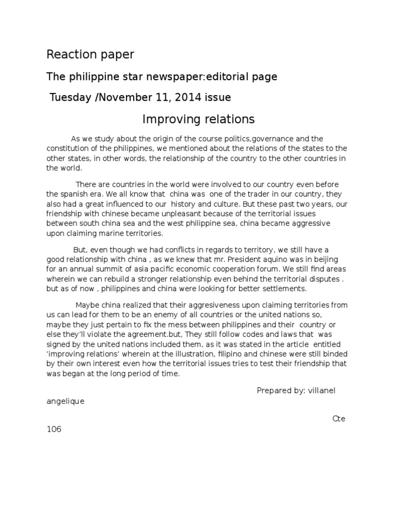 Reaction Paper OK | PDF | Politics