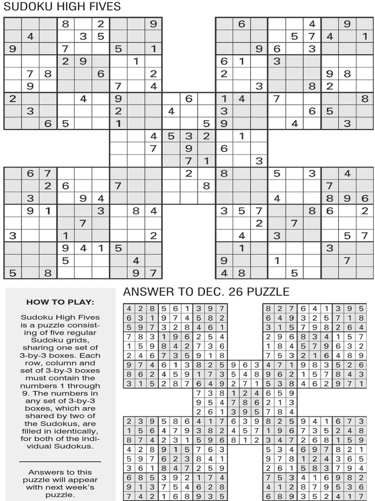 printable sudoku high five jan 2