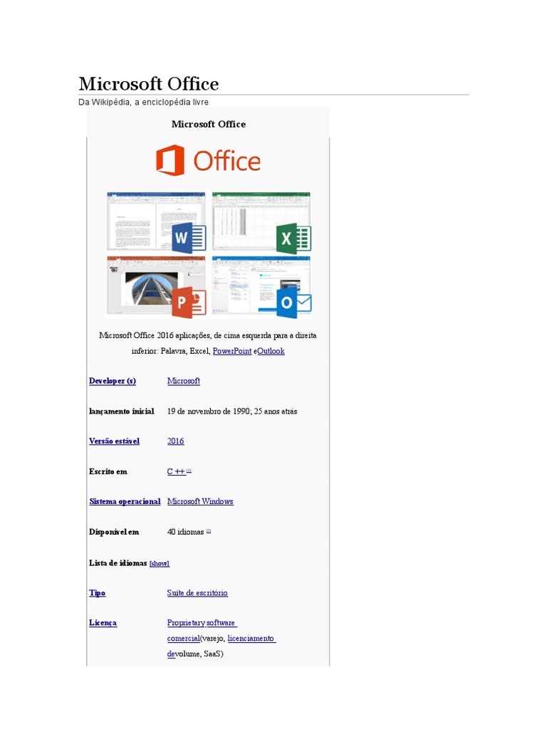 História do Microsoft Office | PDF | Microsoft | Microsoft Excel