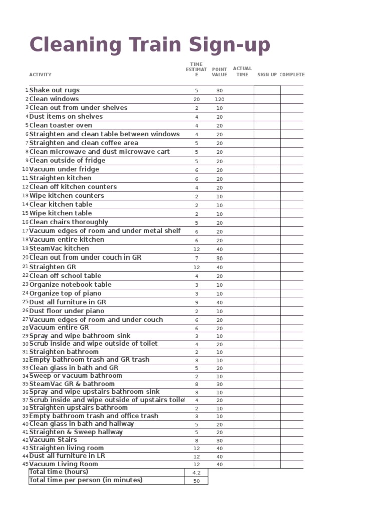 Comprehensive Cleaning Checklist Guide | PDF