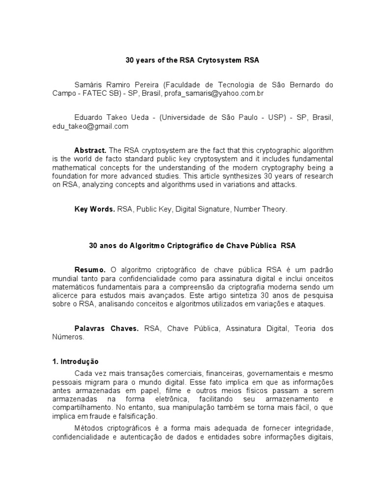 30 Years of The RSA Contecsi 20091 | PDF