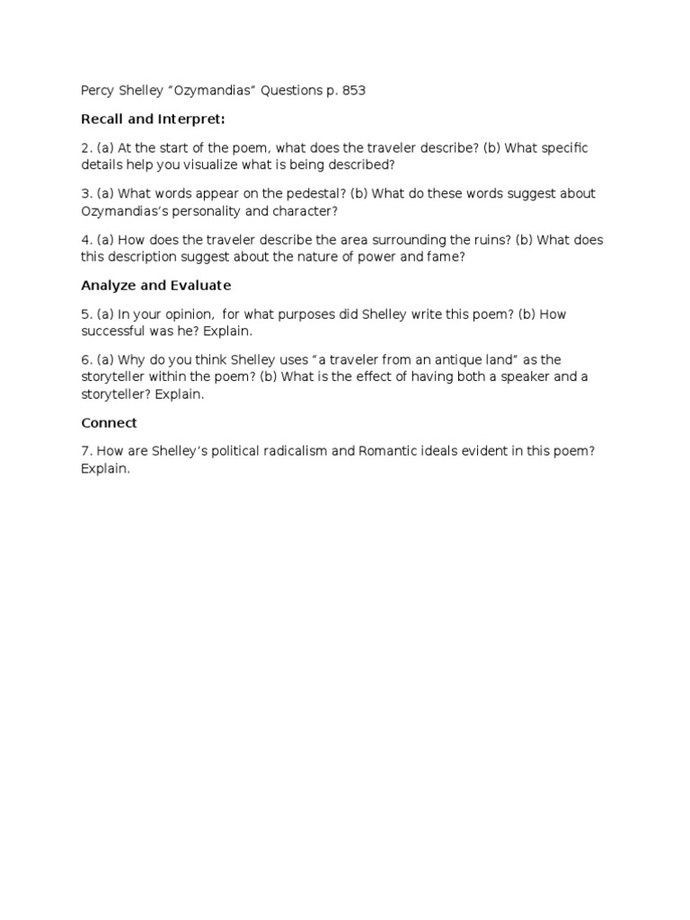 Horace smith ozymandias analysis picture