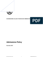 Admissions Policy: Ravensbourne College of Design and Communication