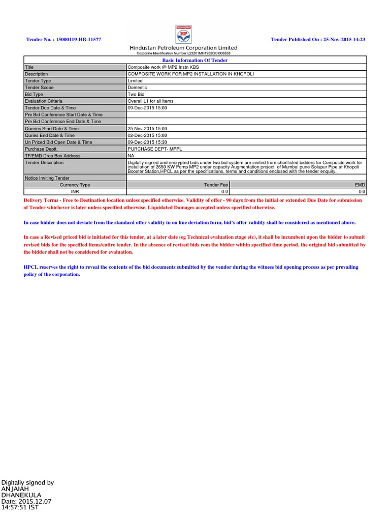 Hpcl Specification Pdf Pipe Fluid Conveyance Concrete