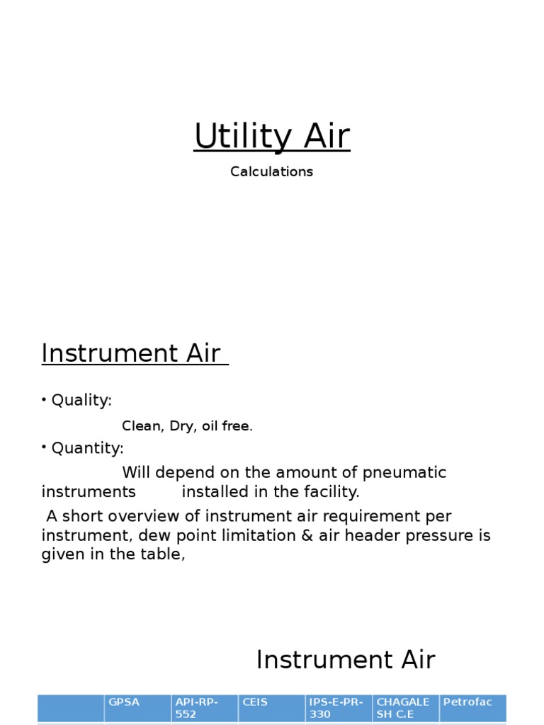 Instrument Air System Requirements | PDF