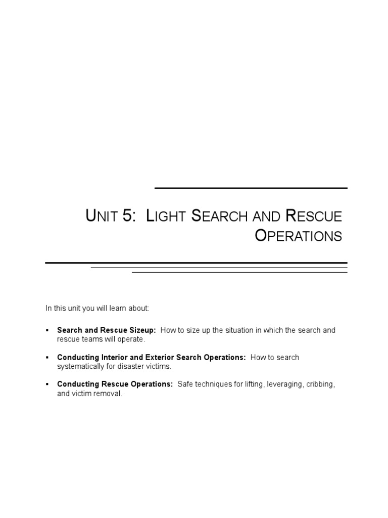 Light Search and Rescue Training Guide | PDF | Emergency | Hazards