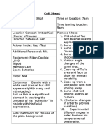 Poster Call Sheet