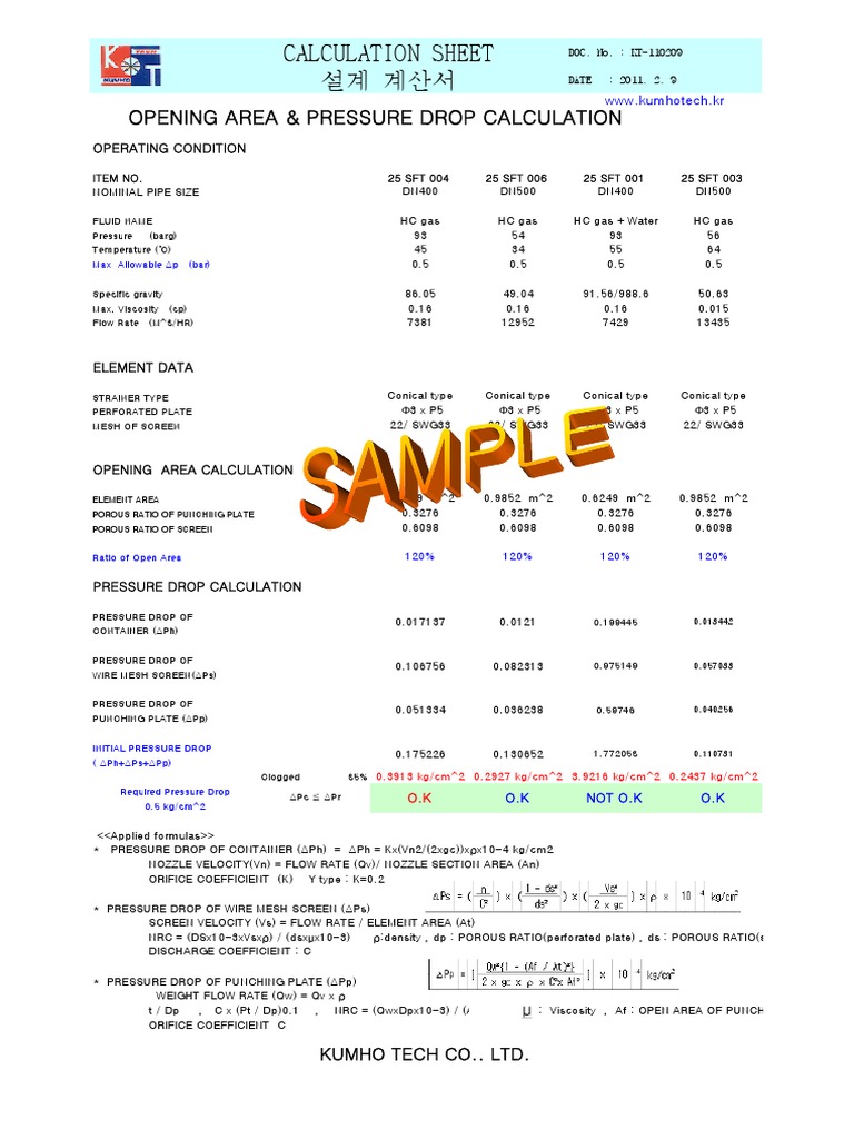 Wire Mesh Pressure Drop Calculation | PDF
