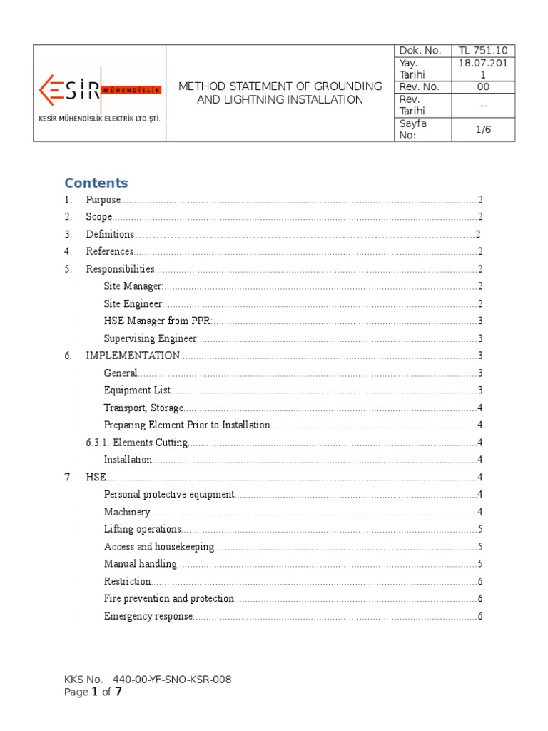 Method Statement For Grounding | PDF | Crane (Machine) | Personal ...