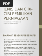 Jenis Dan Ciri-Ciri Pemilikan Perniagaan