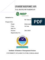 Internship Report On: National Bank of Pakistan