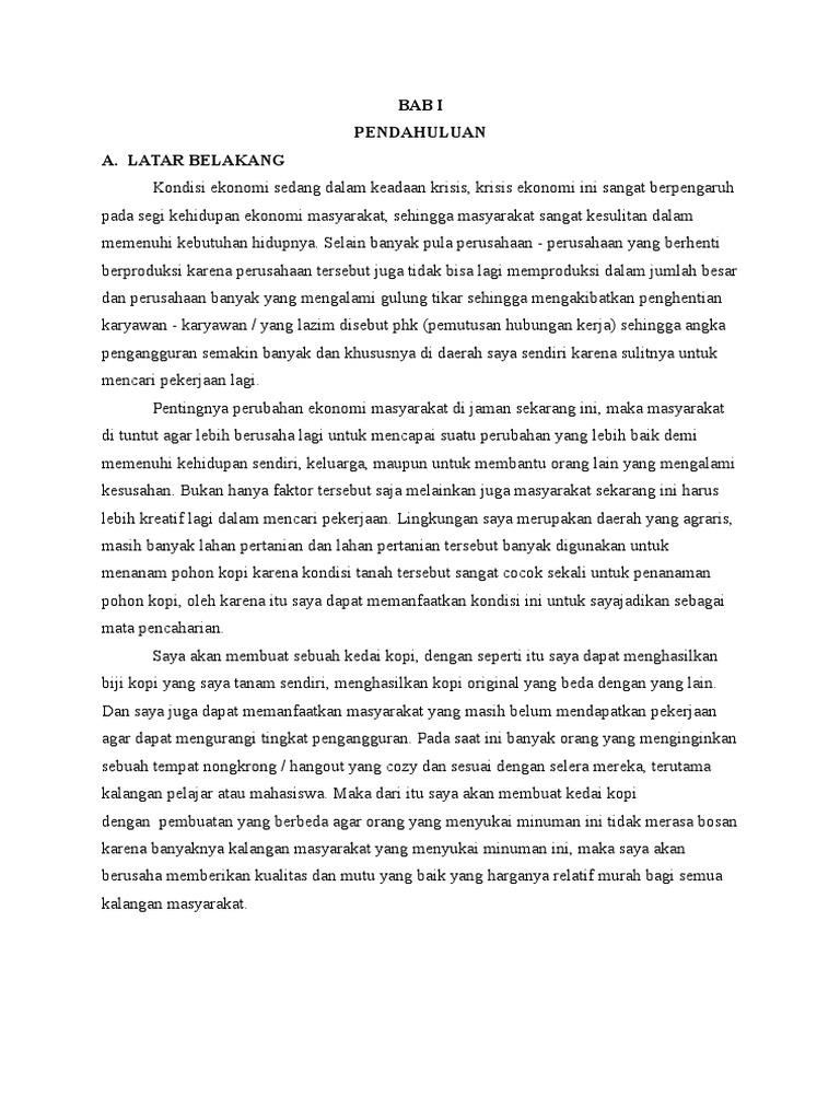 Proposal Usaha Kedai Kopi