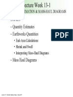 Lecture Week 13-1: Topics - Quantity Estimates - Earthworks Quantities