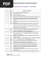 Detailed Engineering Drawings, Codes and Standards: Piping & Instrumentation Diagram - Designer Checklist