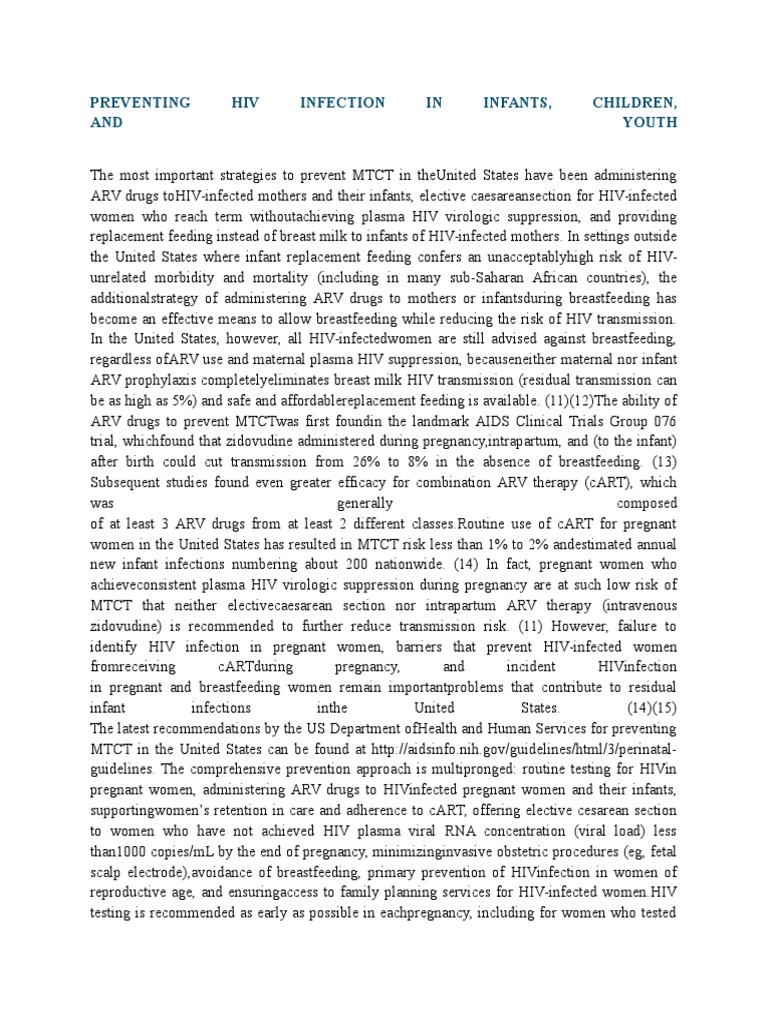 Preventing Hiv Infection in Infants | PDF | Management Of Hiv/Aids ...