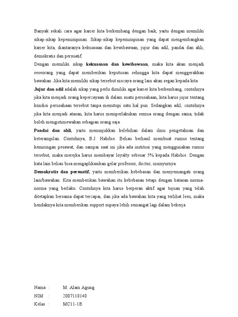 Pidato 8 Sifat Kepemimpinan Prof Stud Pdf