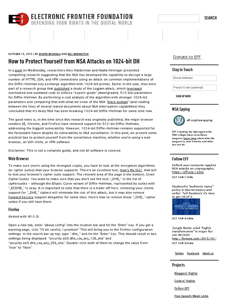 How To Protect Yourself From NSA Attacks On 1024-Bit DH - Electronic ...