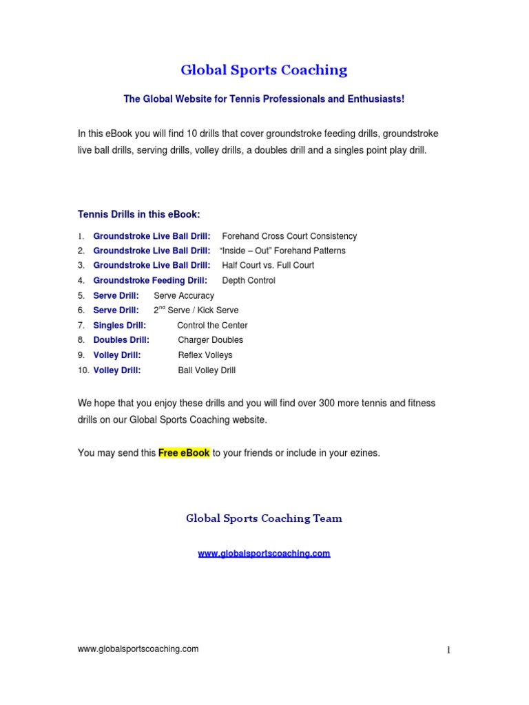 Essential Tennis Drills eBook | PDF | Volleyball | Leisure