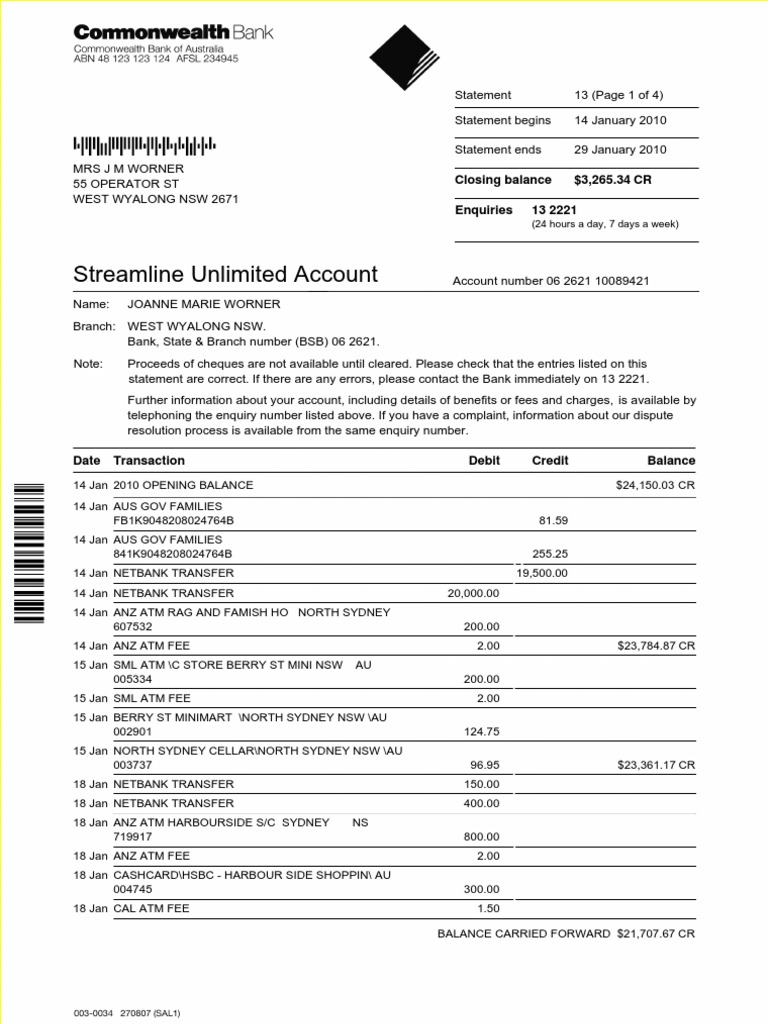 Streamline Unlimited Account: Closing Balance $3,265.34 CR Enquiries 13 ...