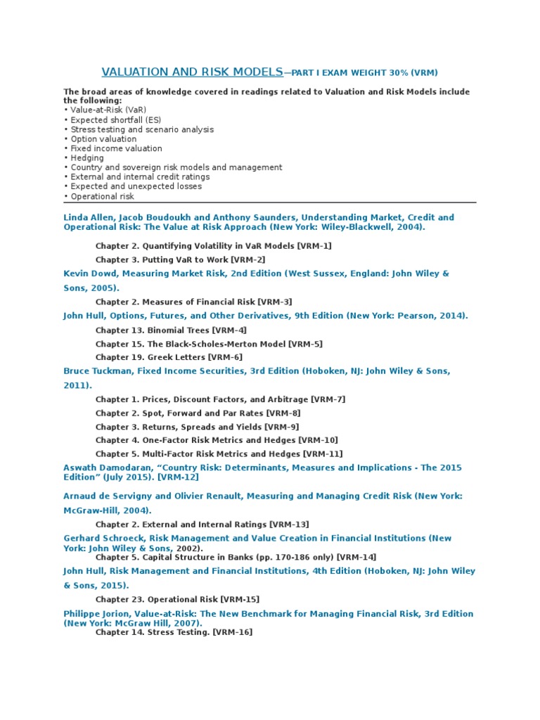 Valuation and Risk Models Overview | PDF