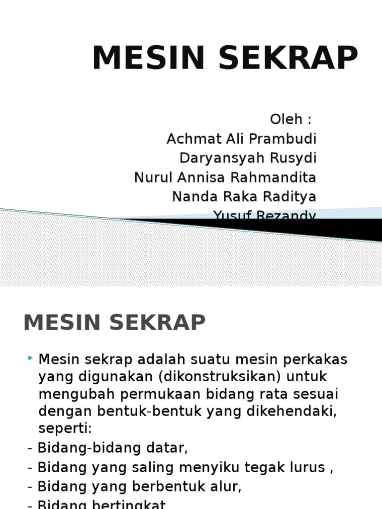 Mesin Sekrap: Fungsi & Bagian | PDF | Teknologi & Rekayasa