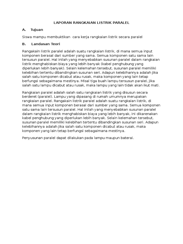 Laporan Rangkaian Listrik Paralel