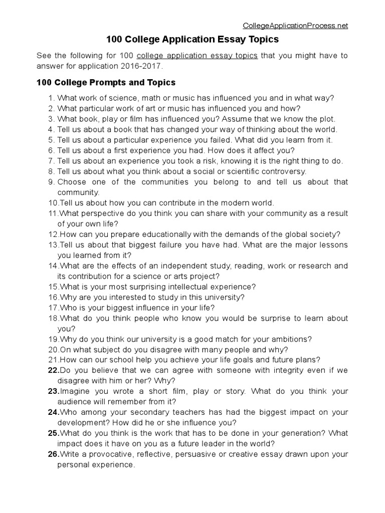 unique college essay topics