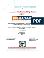Customer Feedback at Big Bazaar Agra: Summer Training Project Report ON