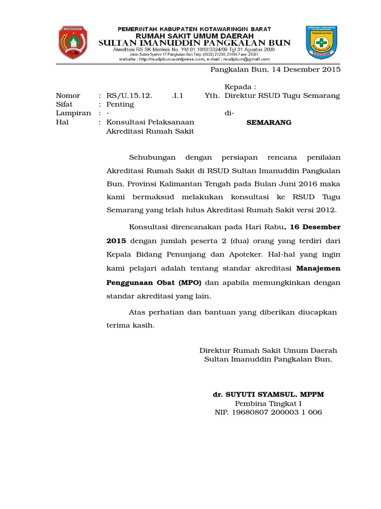 Surat Studi Banding Ke Rsud Tugu