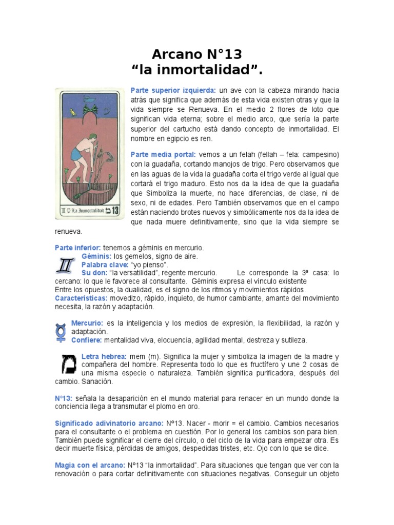 Significados de los Arcanos 13-15 en Tarot | PDF | Horus | Naturaleza