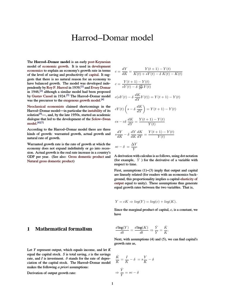 HarrodDomar Model Business Cycle Economic Development