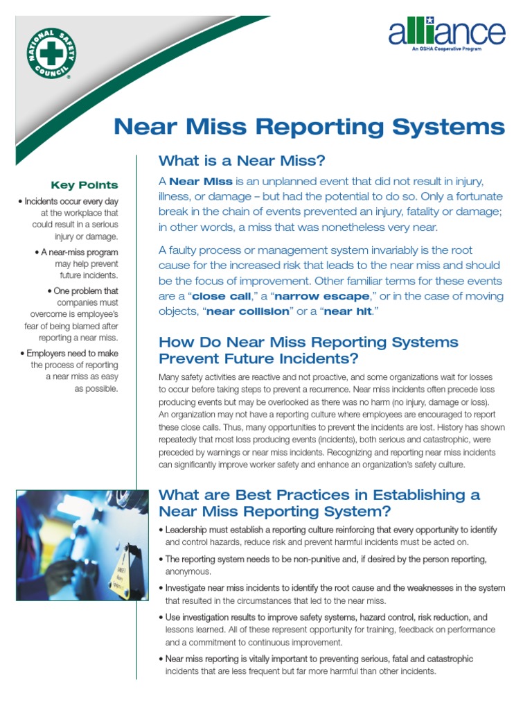 Near Miss Reporting Systems | PDF | Occupational Safety And Health ...