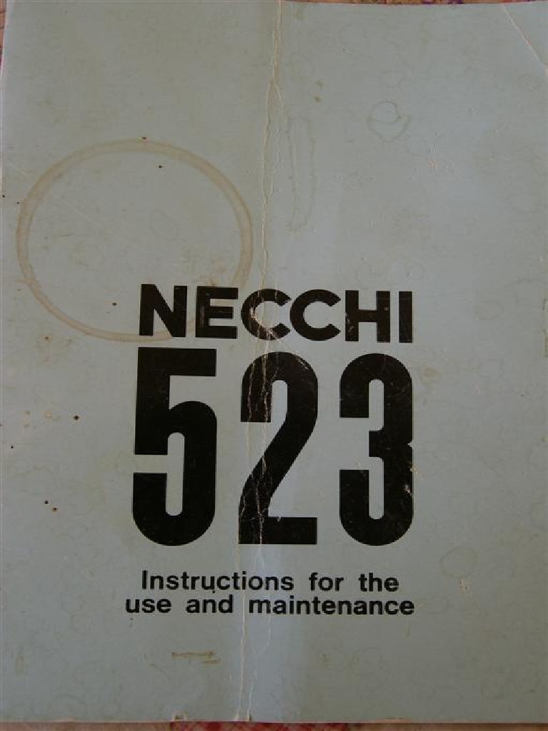 Necchi 523 Sewing machine Manual Textile Arts Sewing