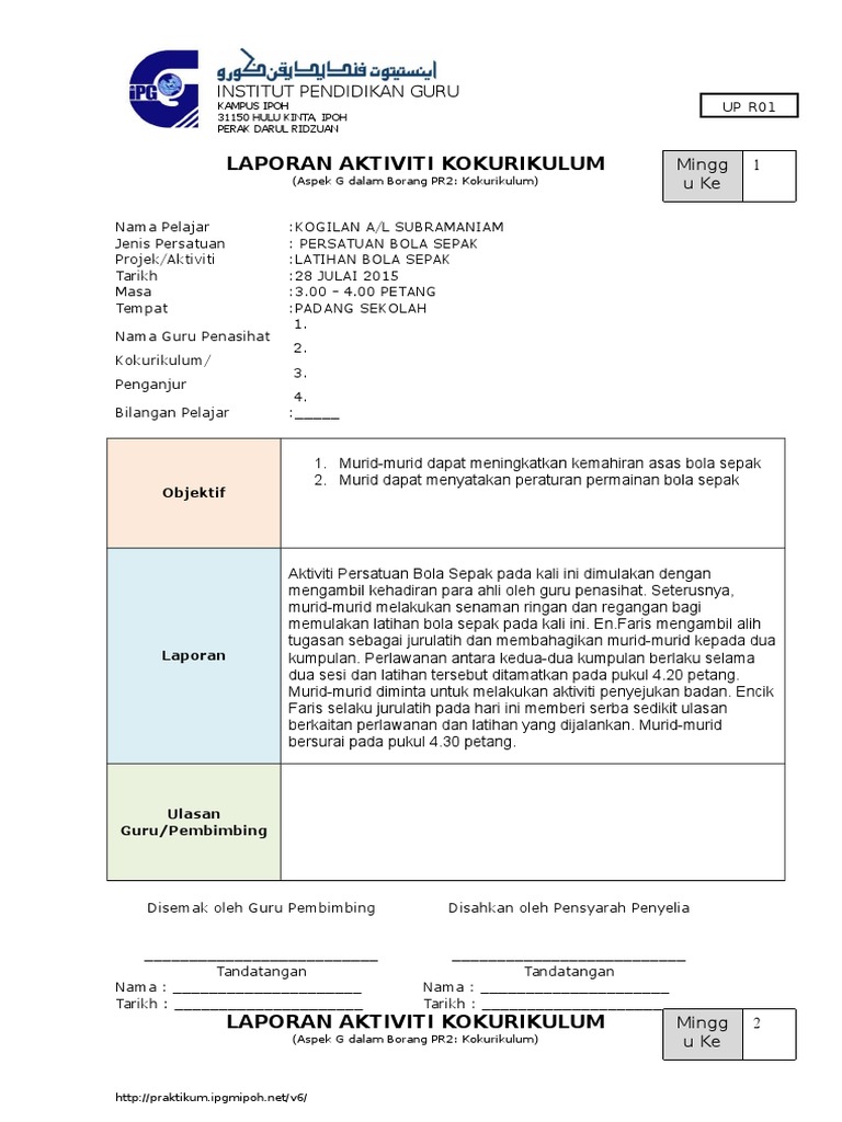 Laporan Aktiviti Kokurikulum