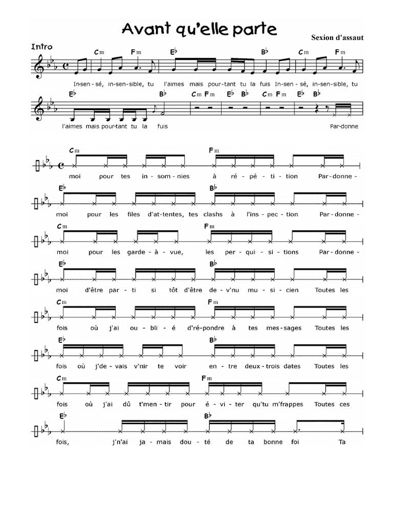 Avant Qu Elle Parte Sexion D Assaut Partition Divertissement General