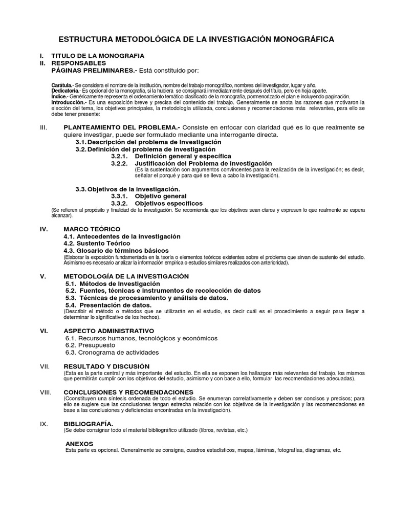 ESTRUCTURA METODOLÓGICA DE LA INVESTIGACIÓN MONOGRÁFICA (1