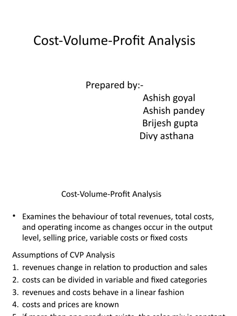 Cost Volume Profit Analysis | PDF | Financial Accounting | Economies