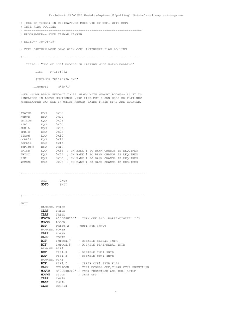 Ccp1 Capture Mode - Polling | PDF | Computers