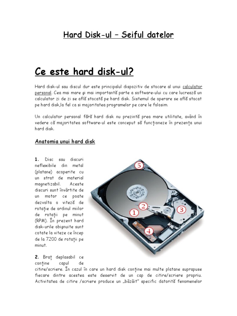 Hard Disk-Ul (Referat Informatica) | PDF