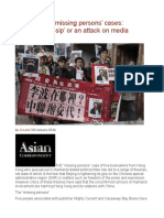 Hong Kong's Missing Persons' Cases Malicious Gossip' or An Attack On Media Freedom