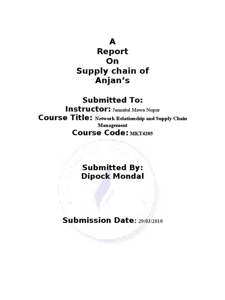 Anjan's Supply Chain Performance Report | PDF | Retail | Inventory