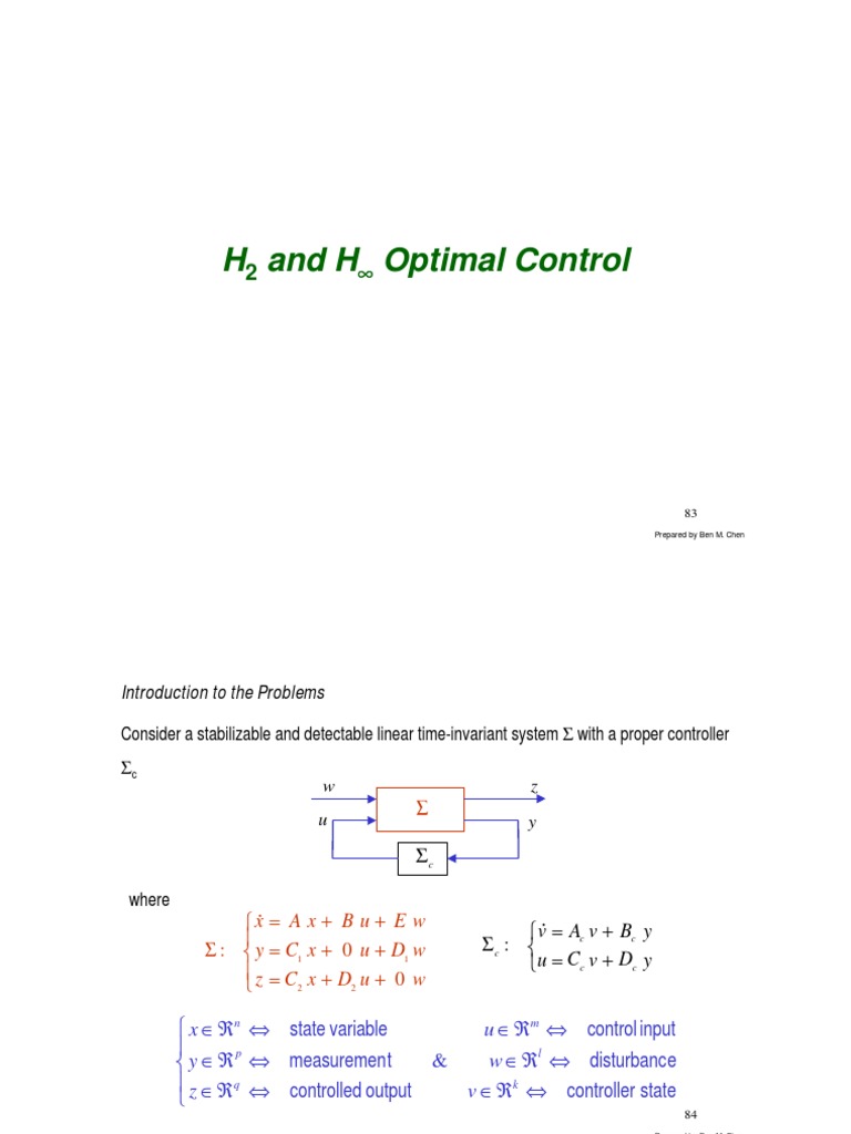Slide-8a H2 and H-Infinity Control | Control Theory | Mathematical