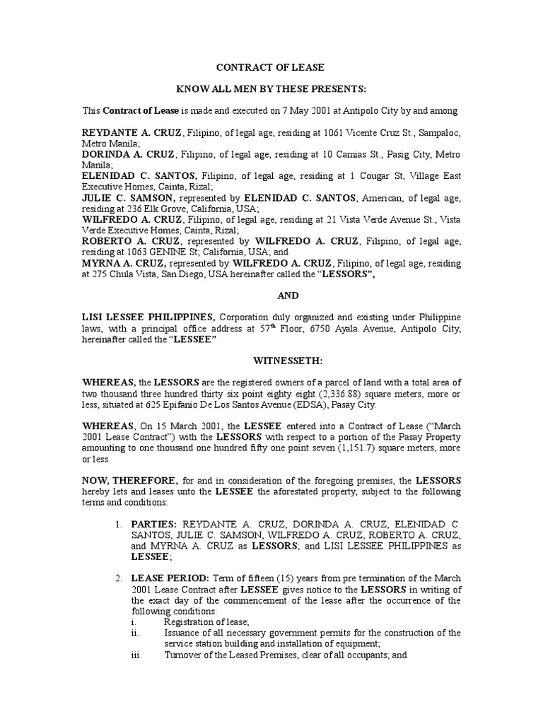 Lease Agreement Overview Philippines | PDF | Lease | Social Institutions