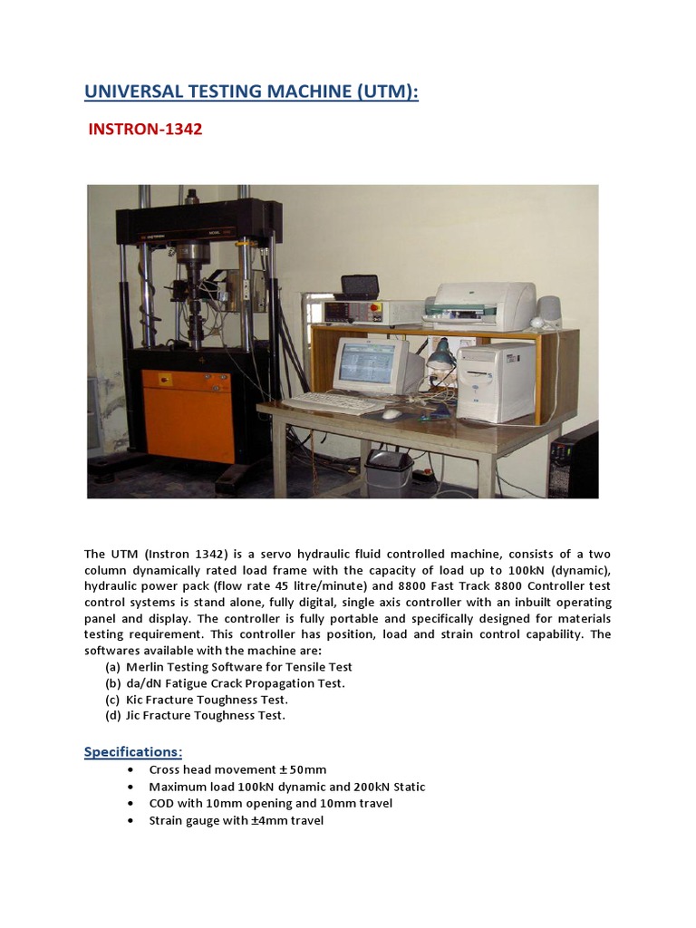 Instron 1342 UTM Specifications Guide | PDF | Science & Mathematics ...