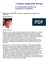 “Shut Up,” He Explained. Reflections on Generative and Not-so-generative Communication in Academia. Integral Leadership Review