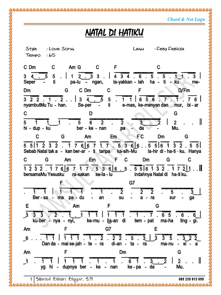 Chord Lagu Natal Di Hatiku - Chord Walls