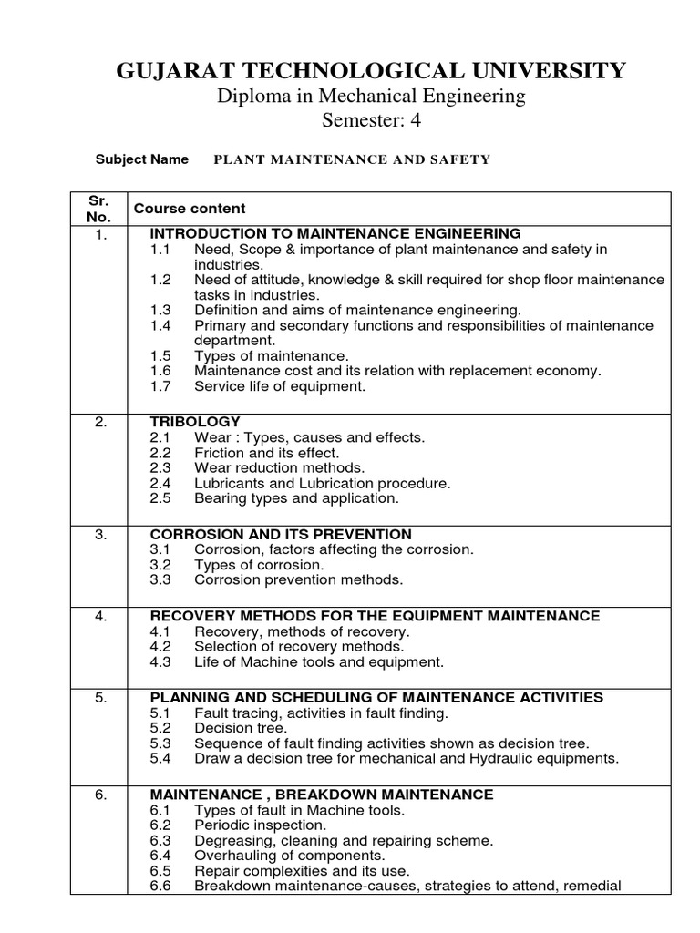 Plant Maintenance and Safety Overview | PDF | Bearing (Mechanical ...