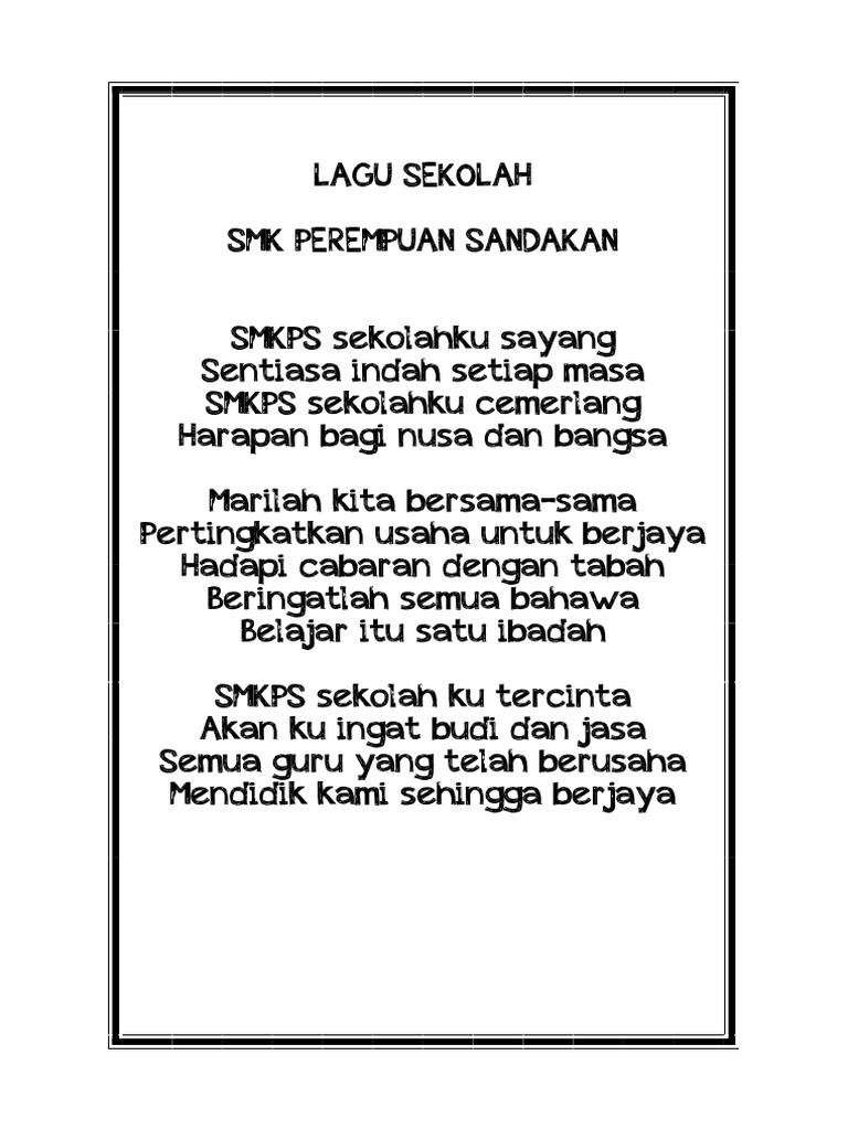 Lagu Sekolah Smk Perempuan Sandakan Pdf